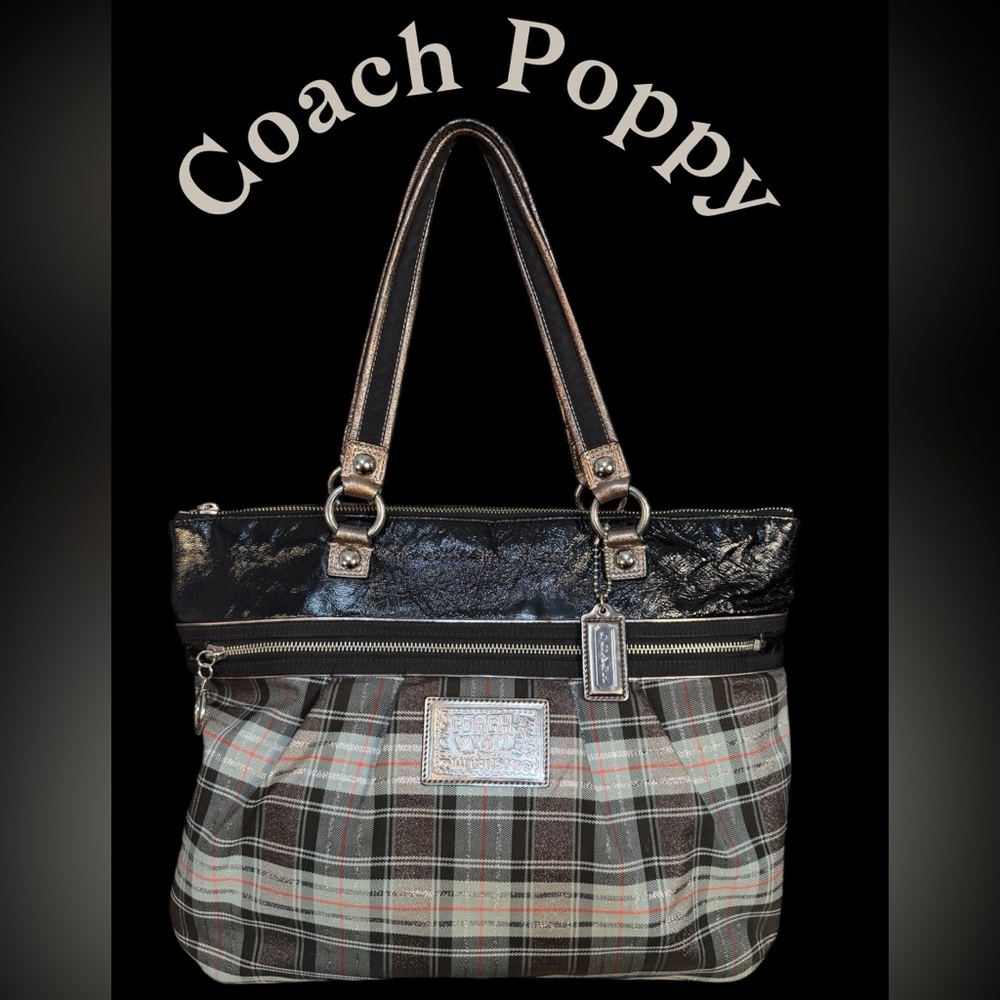 Coach Poppy Tartan Plaid Glamour Tote (A717)